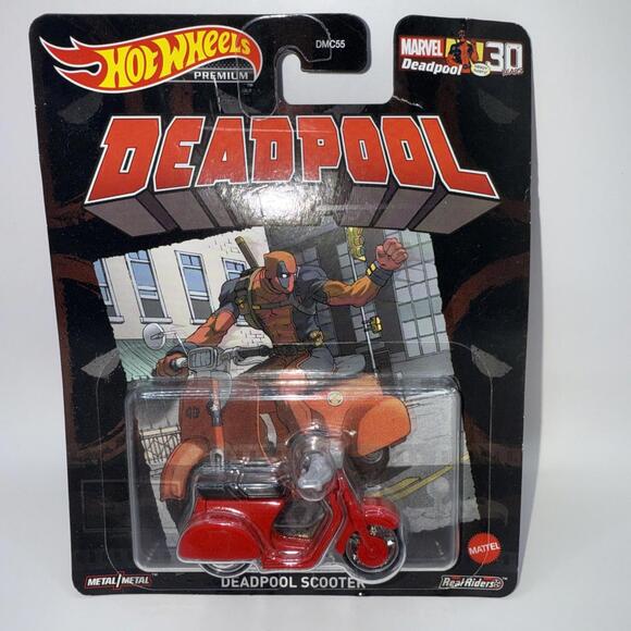 2021-Hot Wheels Premium Retro Entertainment-Marvel “Deadpool” Red Scooter - Picture 1 of 5